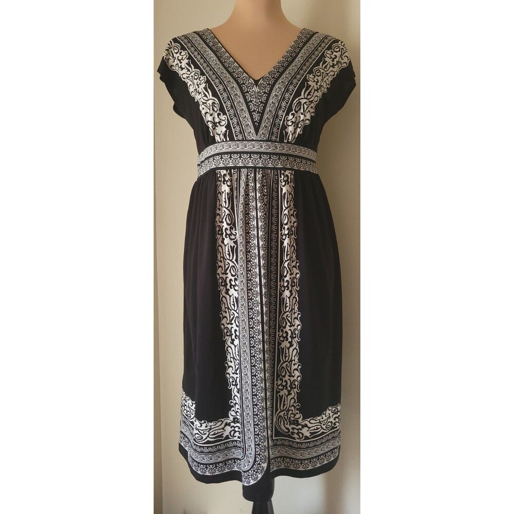 INC International Concepts Dress Black/White Fillagree Size Medium